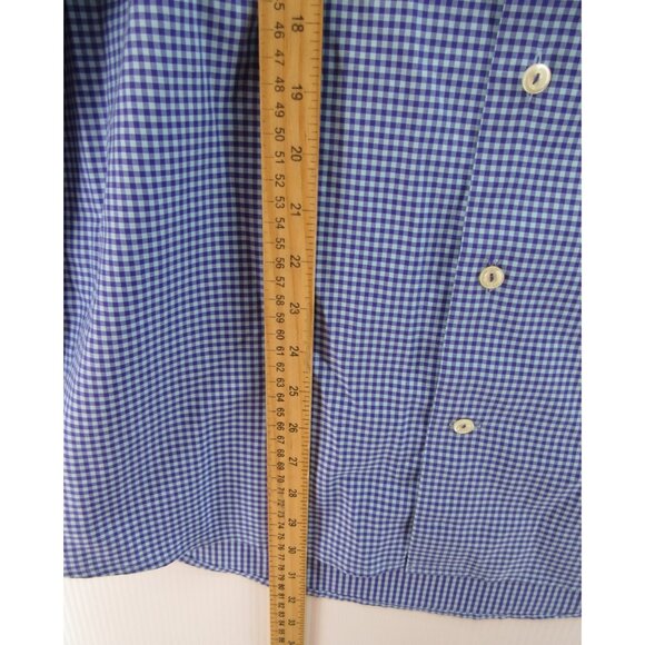 Eton Shirt 16 1/2 Button Down Contemporary gingham Plaid Preppy Large - Picture 4 of 11
